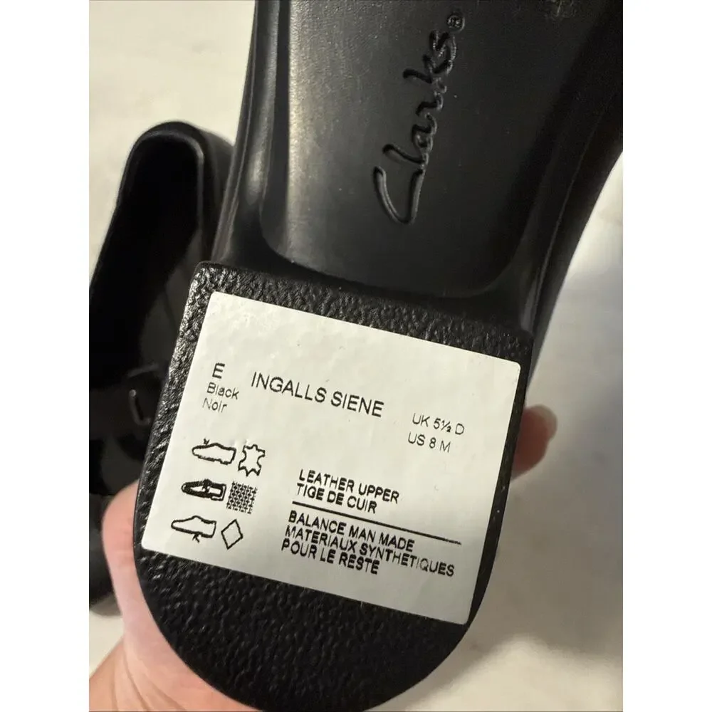 Clarks - Ingalls Siene - Leather Heel Pumps - Black- Size 8 - Comfortable